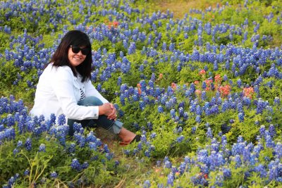Liz in Bluebonnets and Indian Paintbrush