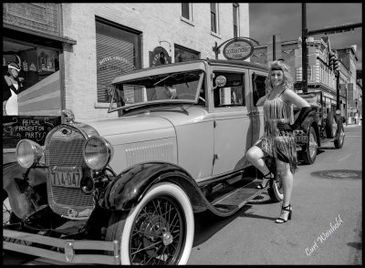 Lisa, parked her carin front of Crittenden. B&W