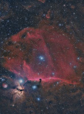 The HorseHead and Flame Nebula in HaLRGB