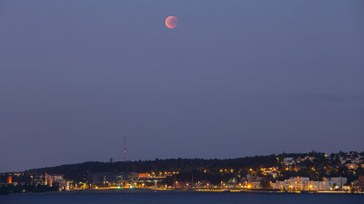 The eclipse - Red moon above Tampere