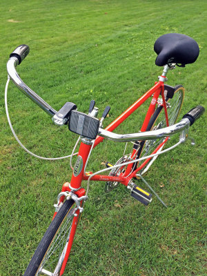 Converted to Schwinn tourist bars and comfort grips