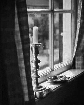 Candle in the Window BW