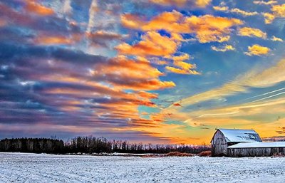 Snowy Barn At Sunrise DSCN18207-9