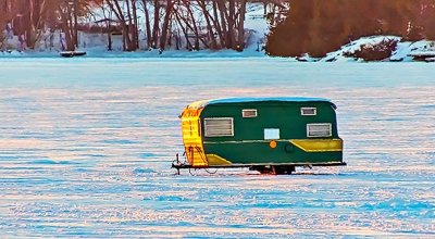Ice Fishing Trailer At Sunrise DSCN18539