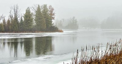 Thawing Rideau Canal In Fog & Rain DSCN19240