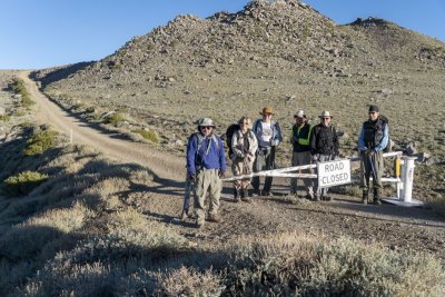 At the gate to start our White Mountain hike