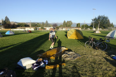 Tents are folded