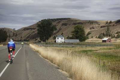 Farm and cyclist