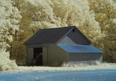 Old truck in barn