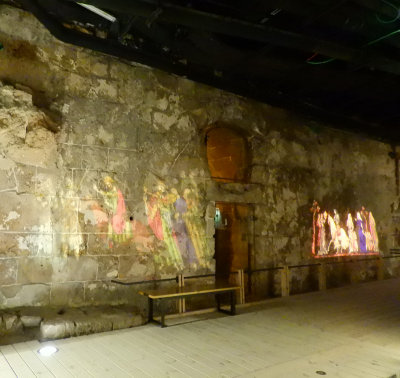 Images of people of the day projected on the fortress walls