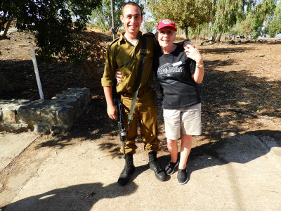 Having my photo taken with one of the soldiers at the Memorial 25 Oct,17
