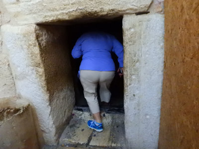 Tiny doorway The Door of Humility to enter the church - that's not me .....taken just for scale