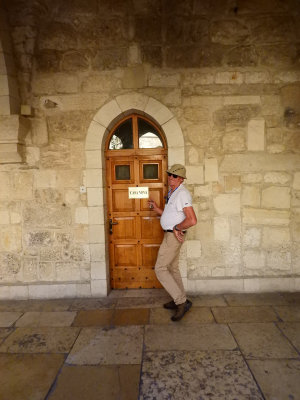 Inside the church grounds, Garry at the door labelled Casanova 28 Oct, 17