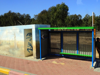 Bus stop with abomb shelter next to it 30 Oct, 17