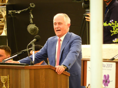 Australian Prime Minister giving a speech at the Beersheba Memorial Service 31 Oct, 17