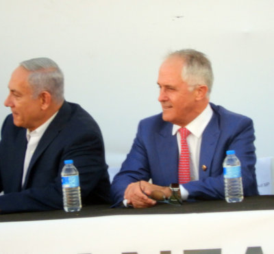 Both Israeli and Australian Prime Ministers looking on