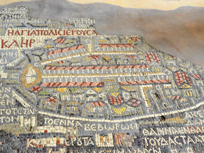 The ancient mosaic map of Madaba depicting Jerusalem and the Middle East