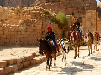 Camels and horses walking along the Colonnaded Street  3 Nov, 17