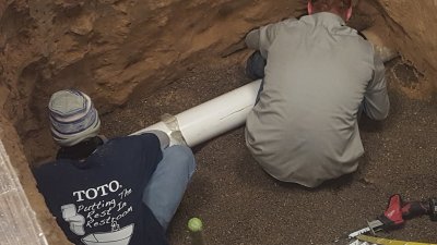 new underground large pipe installation