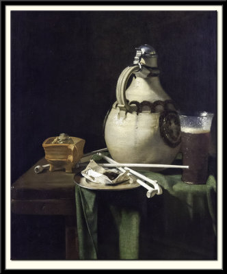 Still Life with Earthenware Jug and Clay Pipes, 1658