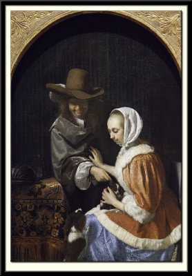 Man and Woman with Two Dogs, ('Teasing the Pets'), 1660