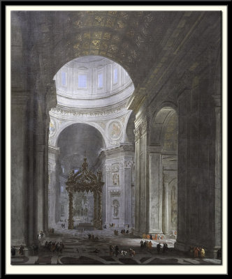 Interior of St Peter's in Rome, 1671