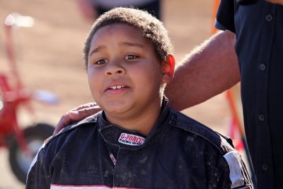 Young racer in the post race interview.