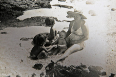 Mom and the girls at the beach
