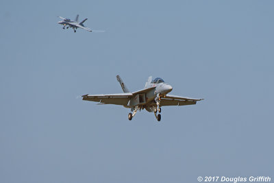 Arrival: A Pair of U.S. Navy Boeing F/A-18F Super Hornets Landing Runway 15, CYXU