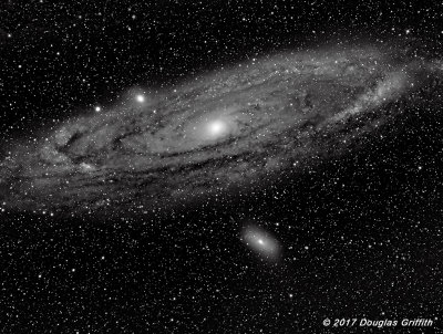 Messier 31 (M31) /  NGC 224: Andromeda Galaxy: Take 4 in B&W