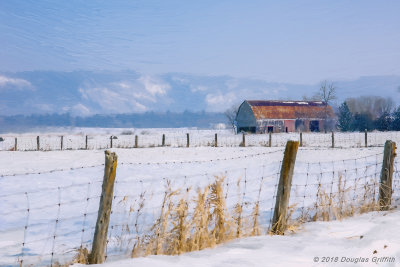 Photo of an Original Oil of a Luskville Area Barn with Gatineau Hills in Background