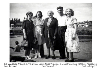 Elizabeth G.M. Brown,Margaret Venables, Violet Rose Phillips(nee Brown)with George & Betty Pilsbury (nee Phillips)