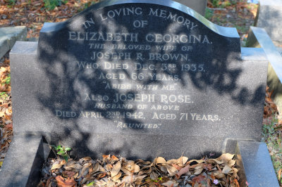 Grave of Elizabeth Georgina & Joseph Rose Brown