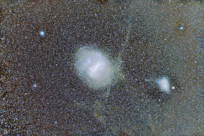 The Large and Small Magellanic Clouds, tidal star streams, extended halo and dust