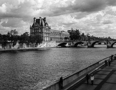 along the seine in paris, france