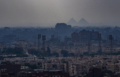 view of pyramids from the cairo citadel