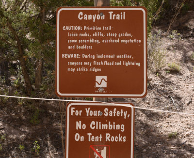 Canyon Trail Sign says -- MORE DIFFICULT