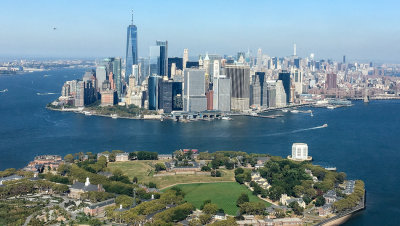 Lower Manhattan and Governors Island (Fort Jay) in the foreground