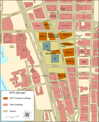 WTC Building Arrangement in preliminary site plan