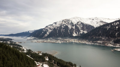 Juneau, Alaska's Capital viewed by drone from Douglas Island