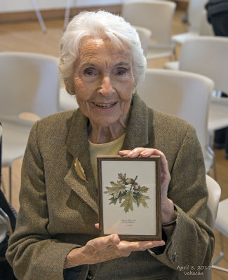 Marilyn Walter shows a print Herb Dengler gave her.