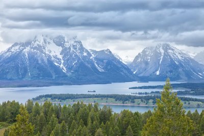 Grand Tetons in clouds