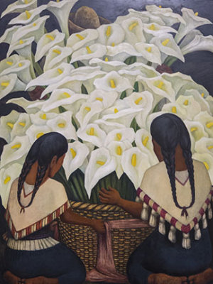 Calla lily vendors by Diego Rivera - 1943