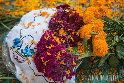 Basket of food with flowers