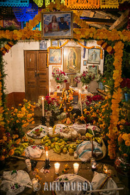 Altar with prints of saints