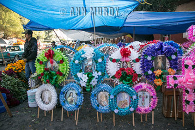 Selling wreaths for the tombs