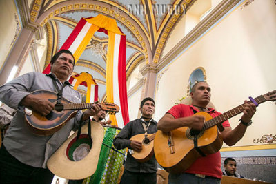 Musicians inside the church