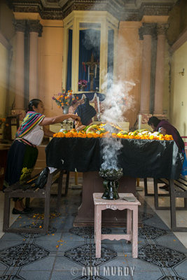 Burning copal in the capilla