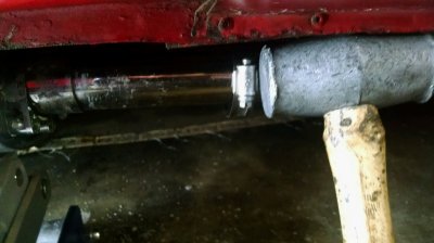 Driving tailpipe home - hammering on hose clamp