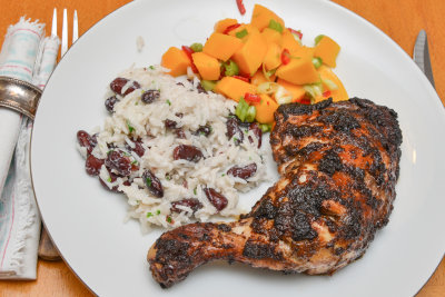 Jerk Chicken with Rice & Peas